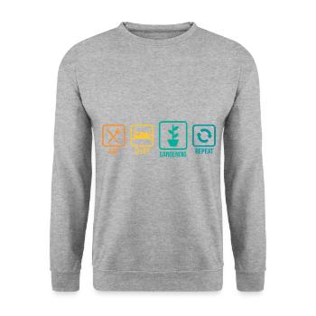 Eat Sleep Gardening Repeat Garden Gardener Horticu - Unisex Pullover - Weißgrau meliert - Vorne - Alina (178cm) & Michal (187cm)