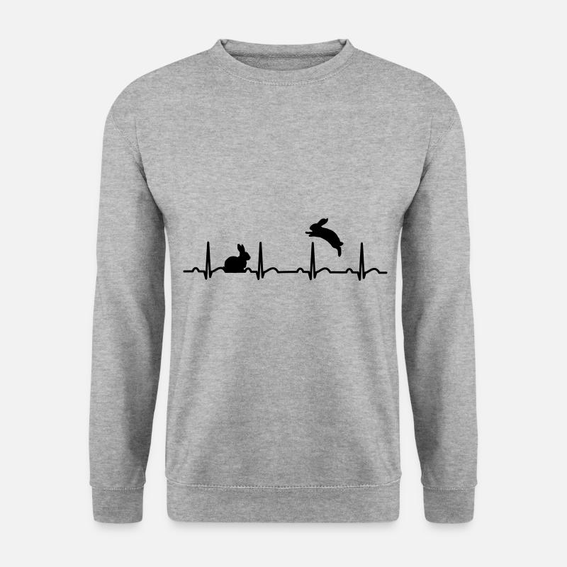 Hase Kaninchen Heartbeat Geschenk - Unisex Pullover - Weißgrau meliert