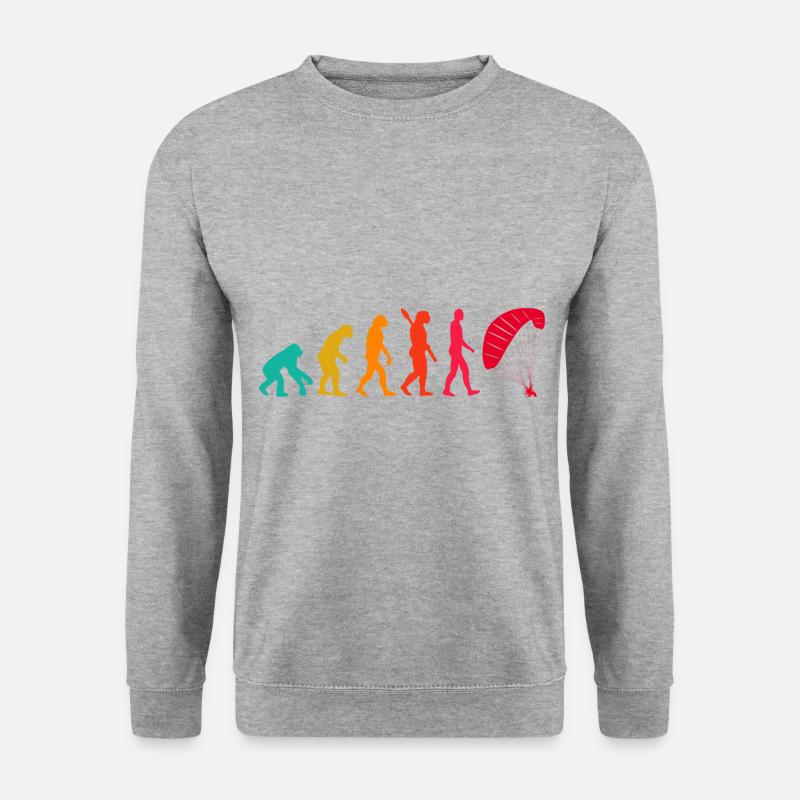 Evolution Graphic Paragliding Paraglider Skydiver - Unisex Pullover - Weißgrau meliert