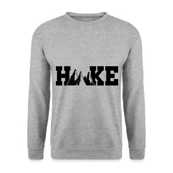 Retro Graphic Hiking Hiker Mountaineering Trekking - Unisex Pullover - Weißgrau meliert - Vorne - Alina (178cm) & Michal (187cm)