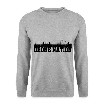 Drone Nation Graphic Drone Flying Quadcopter Pilot - Unisex Sweatshirt - salt & pepper - Front - Alina (178cm) & Michal (187cm)