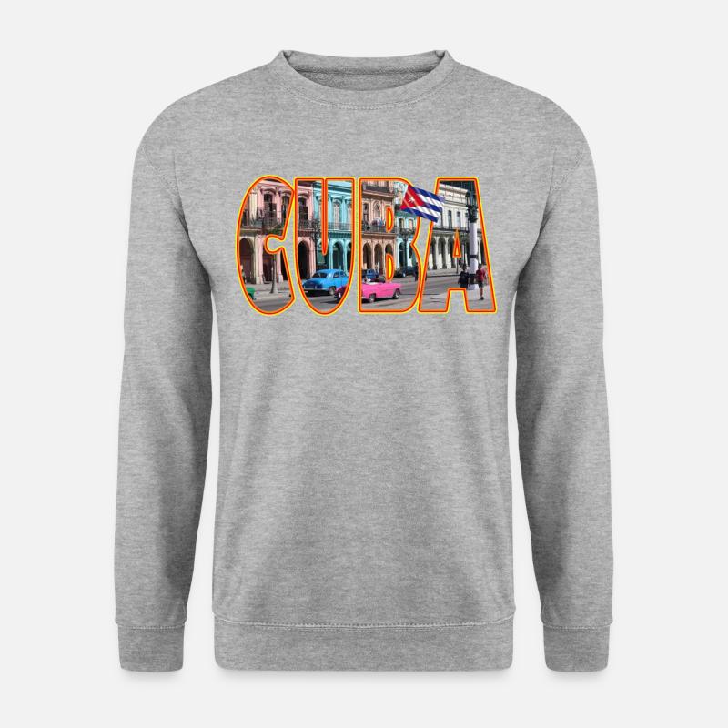 Cuba! Ein Tolles Cuba Schrift-Motiv! - Unisex Pullover - Weißgrau meliert