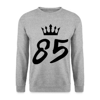 85 Number crown - Unisex Sweatshirt - salt & pepper - Front - Alina (178cm) & Michal (187cm)