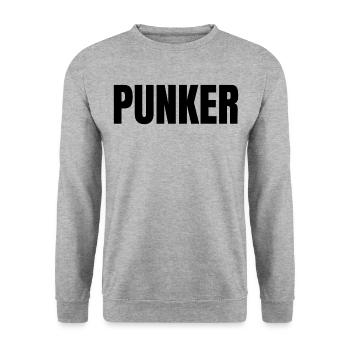 Lustiger Spruch Punker - Unisex Pullover - Weißgrau meliert - Vorne - Alina (178cm) & Michal (187cm)