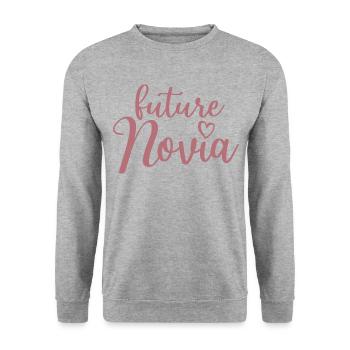 Future Novia Girlfriend Engagement Wedding Gift - Unisex Sweatshirt - salt & pepper - Front - Alina (178cm) & Michal (187cm)