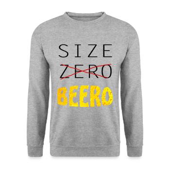 lustiger Bierspruch, Beer, Bier, Size Biero - Unisex Pullover - Weißgrau meliert - Vorne - Alina (178cm) & Michal (187cm)