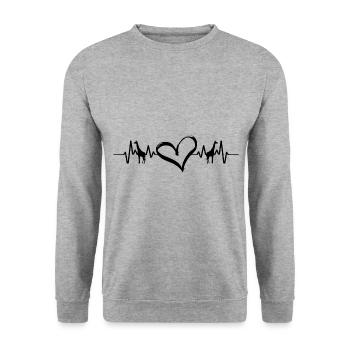Ecg Heartbeat Graphic Animal Lover Zoo Keeper Anim - Unisex Pullover - Weißgrau meliert - Vorne - Alina (178cm) & Michal (187cm)