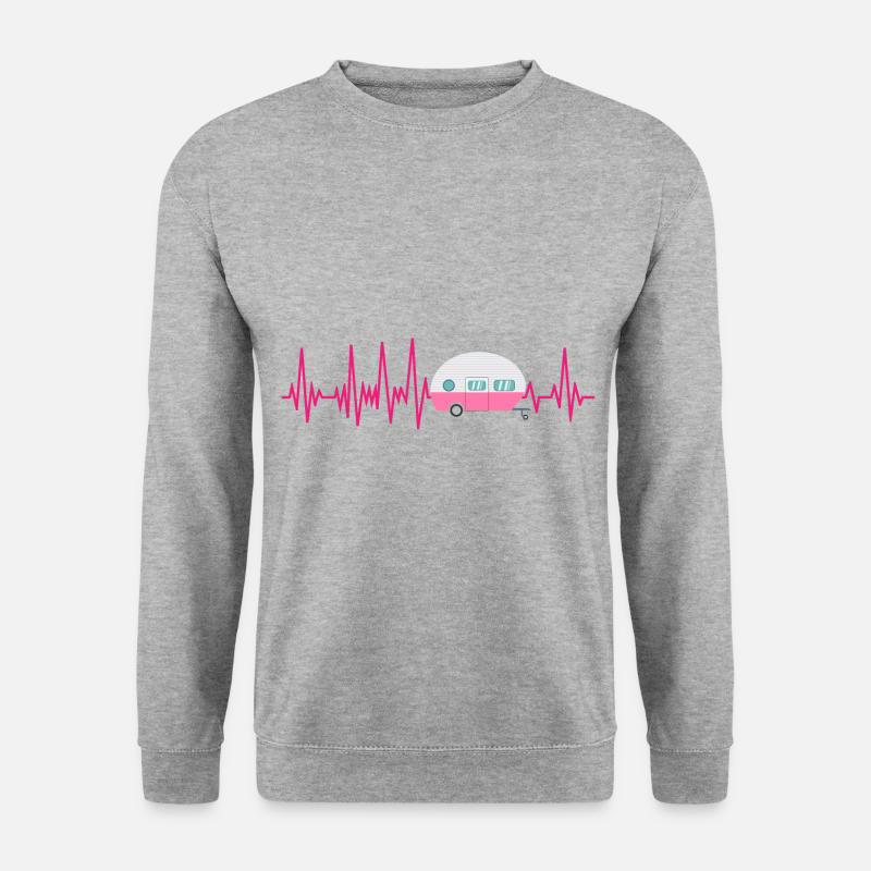 Camperin EKG Herzschlag Camping Wohnwagen - Unisex Pullover - Weißgrau meliert