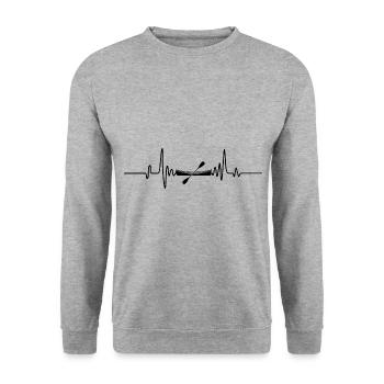 Heartbeat Graphic Kayaking Canoe Rowing Rower Padd - Unisex Pullover - Weißgrau meliert - Vorne - Alina (178cm) & Michal (187cm)