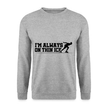 I'm Always On Thin Ice Figure Skating Ice Skater W - Unisex Pullover - Weißgrau meliert - Vorne - Alina (178cm) & Michal (187cm)