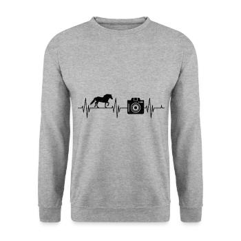 Horse Photography Horseback Riding Heartbeat Photo - Unisex Sweatshirt - salt & pepper - Front - Alina (178cm) & Michal (187cm)