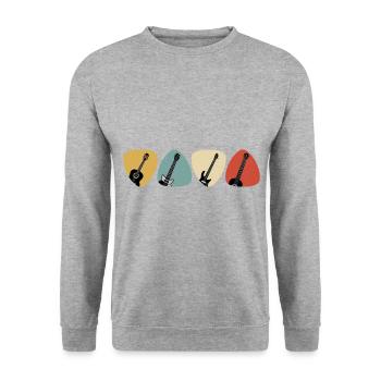 Guitar Graphic Guitar Player Rock Band Member Musi - Unisex Pullover - Weißgrau meliert - Vorne - Alina (178cm) & Michal (187cm)