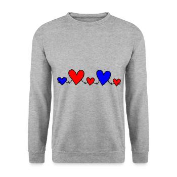 Famille 3 Enfants Parents 2 Filles 1 Fils Coeur - Sweat-shirt Unisexe - gris chiné - Devant - Alina (178cm) & Michal (187cm)