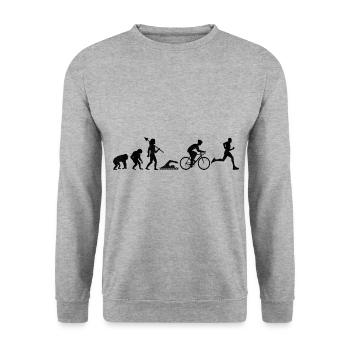 Evolution Triathlon Laufrad Schwimmen Triathlet Triat - Unisex Pullover - Weißgrau meliert - Vorne - Alina (178cm) & Michal (187cm)