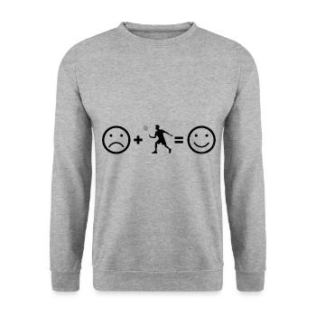 Damen Herren Badminton Squash Badmintonspieler - Unisex Pullover - Weißgrau meliert - Vorne - Alina (178cm) & Michal (187cm)