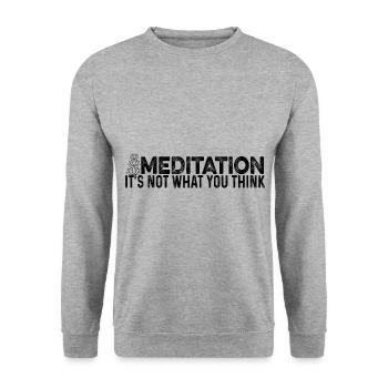 Meditation Is Not What You Think Meditating Relaxa - Unisex Pullover - Weißgrau meliert - Vorne - Alina (178cm) & Michal (187cm)