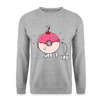 Donut: "JE VOUS CHOISIS" - Sweat-shirt Unisexe - gris chiné - Devant - Alina (178cm) & Michal (187cm)