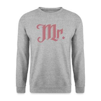 Mr. Matching Paar Verlobung Hochzeit Flitterwochen - Unisex Pullover - Weißgrau meliert - Vorne - Alina (178cm) & Michal (187cm)