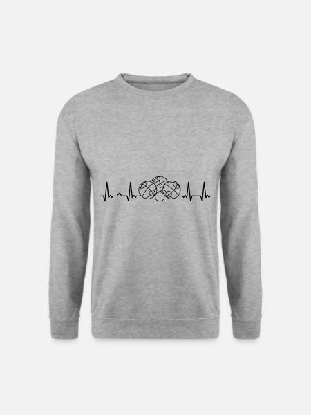 Herzschlag Ekg Boule Boulespieler Botcha Petanque - Unisex Pullover - Weißgrau meliert