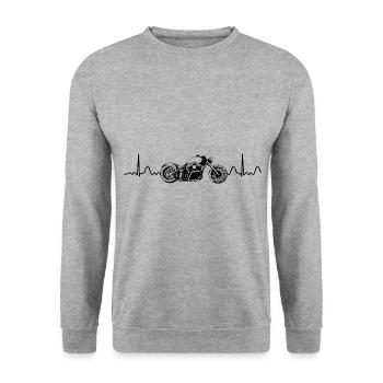 Ecg Heartbeat Graphic Motorcycle Biker Motorbike R - Unisex Pullover - Weißgrau meliert - Vorne - Alina (178cm) & Michal (187cm)