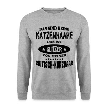Britisch Kurzhaar Katze Lustiger Katzen Spruch - Unisex Pullover - Weißgrau meliert - Vorne - Alina (178cm) & Michal (187cm)