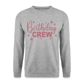 Birthday Crew Matching Gruppe Geburtstagsfeier Outfit - Unisex Pullover - Weißgrau meliert - Vorne - Alina (178cm) & Michal (187cm)