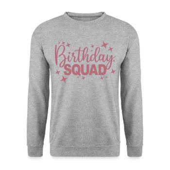 Birthday Squad Matching Group Birthday Party Gift - Unisex Sweatshirt - salt & pepper - Front - Alina (178cm) & Michal (187cm)
