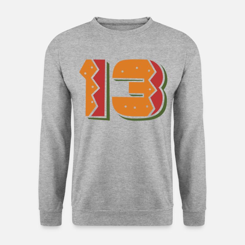 Burger Nummer 13 - 13 Jahre alt Geschenk zum 13. Geburtstag - Unisex Pullover - Weißgrau meliert