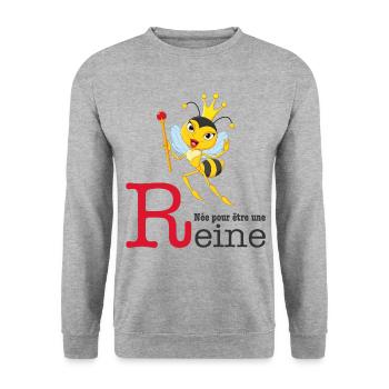 Née pour être une reine - Sweat-shirt Unisexe - gris chiné - Devant - Alina (178cm) & Michal (187cm)