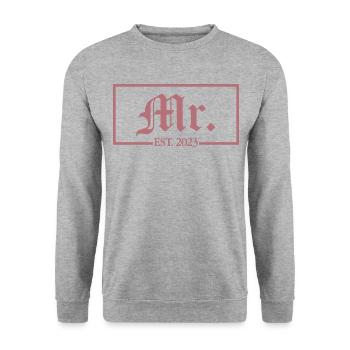 2023 Fiançailles pour la fête de mariage du marié - Sweat-shirt Unisexe - gris chiné - Devant - Alina (178cm) & Michal (187cm)