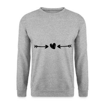 Herz Pfeile - Unisex Pullover - Weißgrau meliert - Vorne - Alina (178cm) & Michal (187cm)