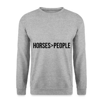 Horses Over People Horse Lover Horse Riding Equest - Unisex Pullover - Weißgrau meliert - Vorne - Alina (178cm) & Michal (187cm)