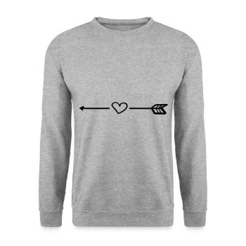 Flèche de coeur - Sweat-shirt Unisexe - gris chiné - Devant - Alina (178cm) & Michal (187cm)