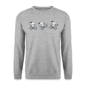 Peanuts Snoopy Bicycle - Unisex Sweatshirt - salt & pepper - Front - Alina (178cm) & Michal (187cm)