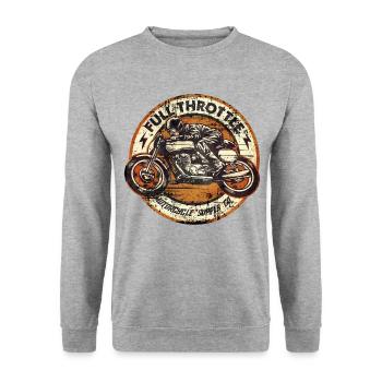 SSD Full Throttle retro racer - RAHMENLOS Biker - Unisex Pullover - Weißgrau meliert - Vorne - Alina (178cm) & Michal (187cm)