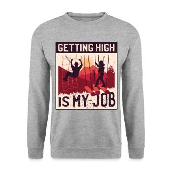 Hochseilgarten Klettern Geschenk witziger Spruch - Unisex Pullover - Weißgrau meliert - Vorne - Alina (178cm) & Michal (187cm)
