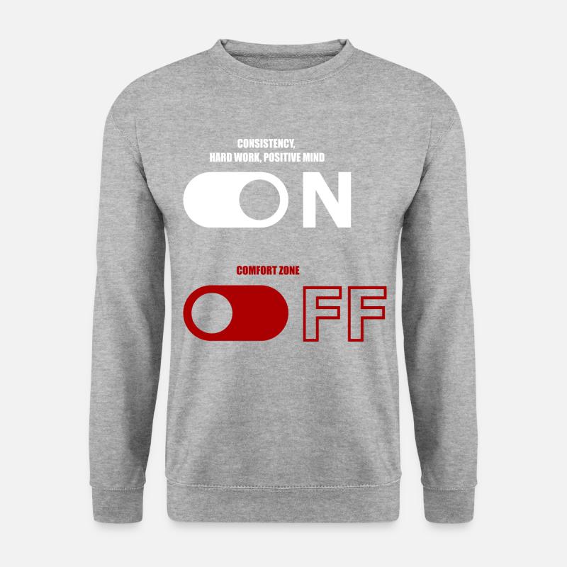 mindset on, comfort zone off - Unisex Pullover - Weißgrau meliert