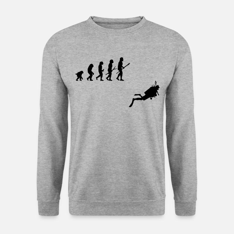 Tauchen Flasche Humor Evolution - Unisex Pullover - Weißgrau meliert