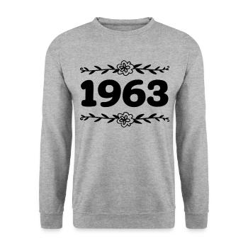 1963 Jahrgang 1963 Retro 1963 Jubiläum 1963 - Unisex Pullover - Weißgrau meliert - Vorne - Alina (178cm) & Michal (187cm)