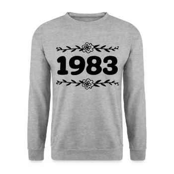 1983 Jahrgang 1983 Retro 1983 Jubiläum 1983 - Unisex Pullover - Weißgrau meliert - Vorne - Alina (178cm) & Michal (187cm)