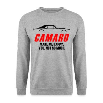 CAMARO MAKE ME HAPPY, YOU NOT SO MUCH - Unisex Sweatshirt - salt & pepper - Front - Alina (178cm) & Michal (187cm)