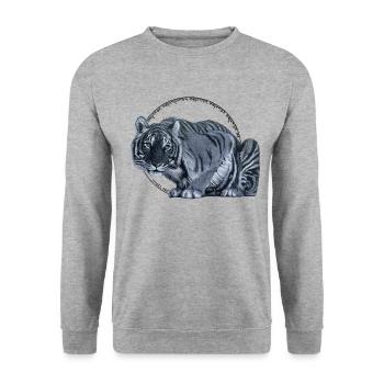 Tiger - Unisex Sweatshirt - salt & pepper - Front - Alina (178cm) & Michal (187cm)