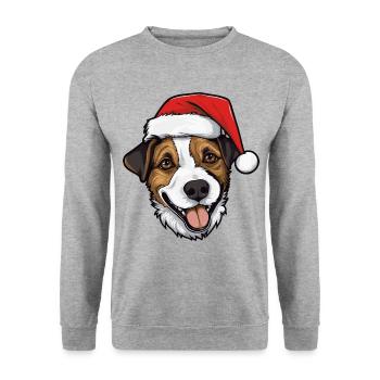 jack russel terrier Hund Weihnachten Kopf - Unisex Pullover - Weißgrau meliert - Vorne - Alina (178cm) & Michal (187cm)