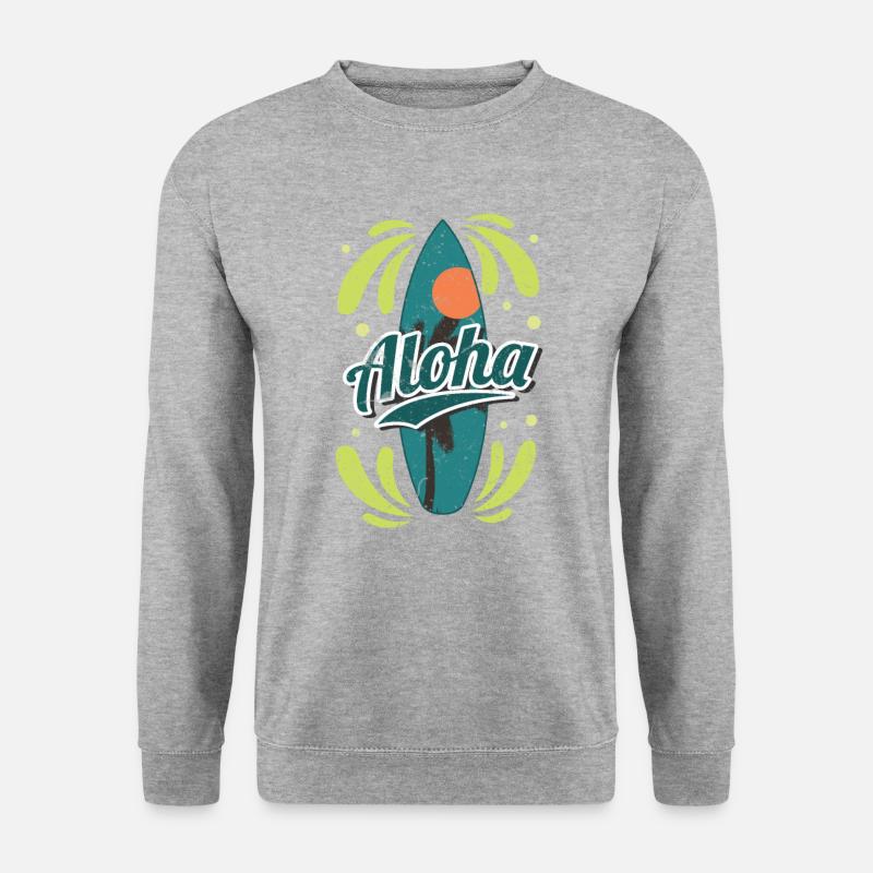 Aloha Surfboard Surfer Hawaii Paradies - Unisex Pullover - Weißgrau meliert