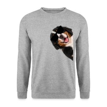 Dog with sunglasses Bernersennen dog cool - Unisex Sweatshirt - salt & pepper - Front - Alina (178cm) & Michal (187cm)