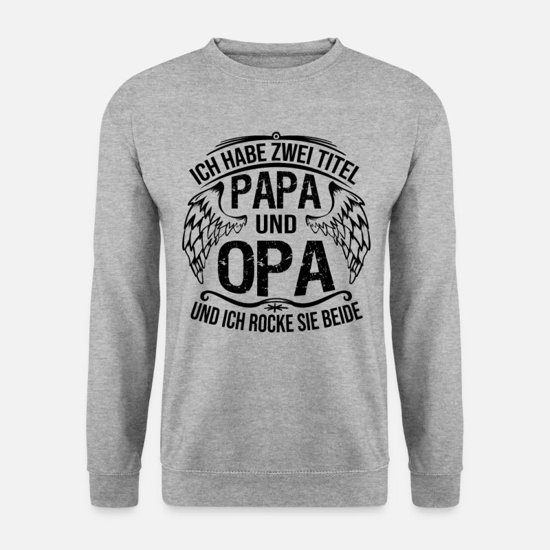 Papa und Opa - Bester Vater Großvater - Unisex Pullover - Weißgrau meliert