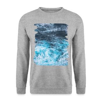 Wellen Meer Sommer Urlaub - Unisex Pullover - Weißgrau meliert - Vorne - Alina (178cm) & Michal (187cm)
