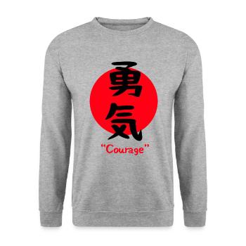 Caractère japonais pour symbole de courage courage - Sweat-shirt Unisexe - gris chiné - Devant - Alina (178cm) & Michal (187cm)