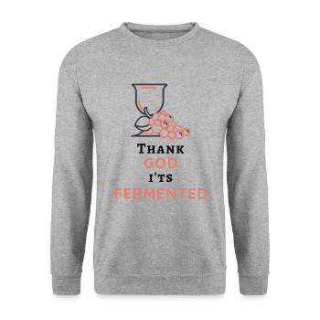 Jesus Christus, lustiger Spruch für Weintrinker - Unisex Pullover - Weißgrau meliert - Vorne - Alina (178cm) & Michal (187cm)