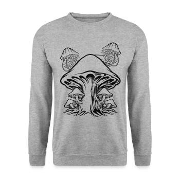 Cottagecore Aesthetic Pilz Pilze Qualle - Unisex Pullover - Weißgrau meliert - Vorne - Alina (178cm) & Michal (187cm)
